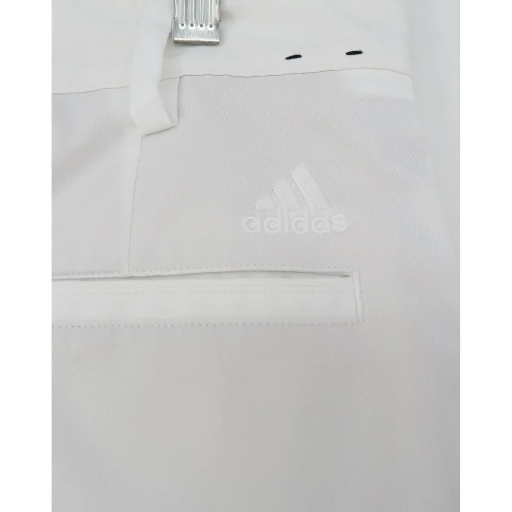 Adidas Mens White Golf Pants Flat Front Performance Trousers 30x30